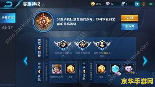 王者荣耀贵族等级提升要多少钱