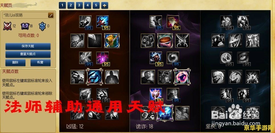 英雄联盟各位置通用天赋