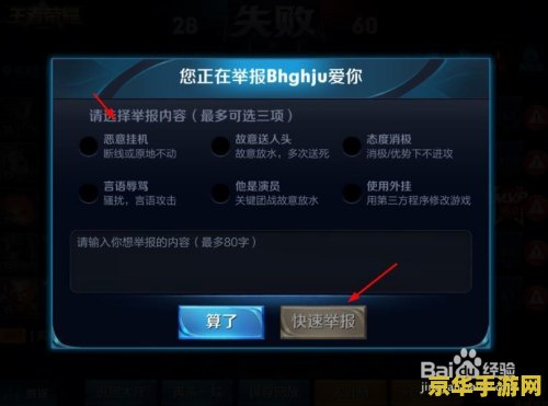 用什么话举报王者荣耀玩家 如何举报王者荣耀违规玩家