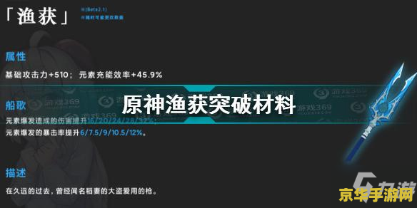 原神渔获要突破材料吗 原神攻略渔获突破材料详解：打造强力武器的必经之路