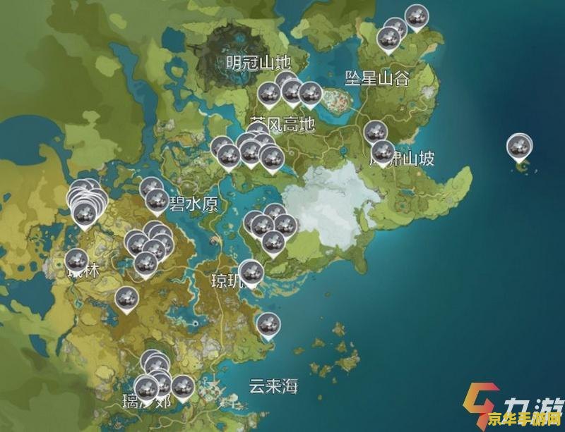 原神矿石分布图最全挖矿点一览 原神矿石分布图全解析：高效挖矿点一网打尽