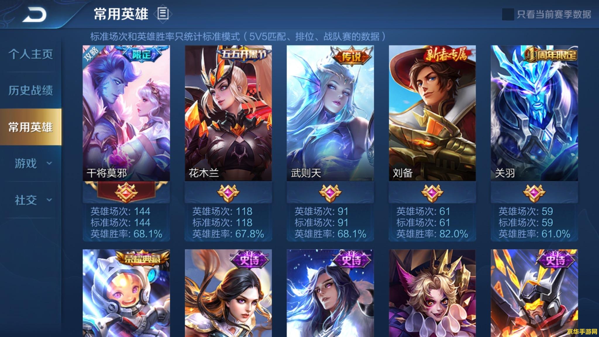 王者荣耀个人英雄排名怎么看 王者荣耀个人英雄排名查看指南