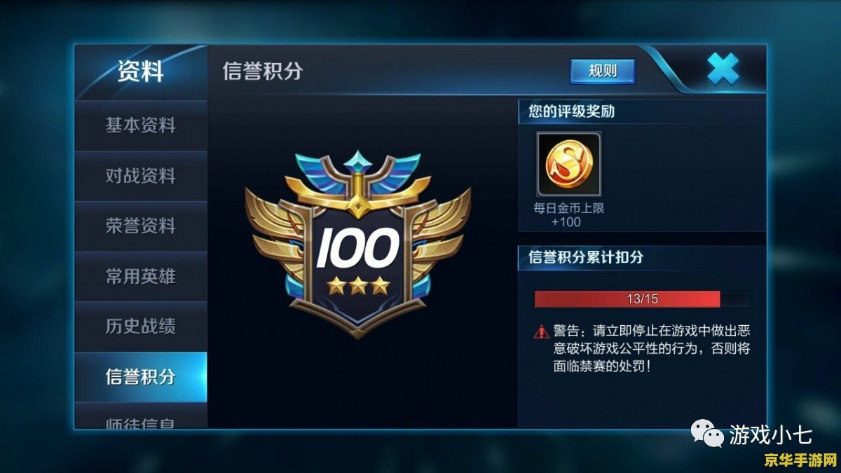 王者荣耀的信誉积分怎么看等级 王者荣耀信誉积分等级查看指南