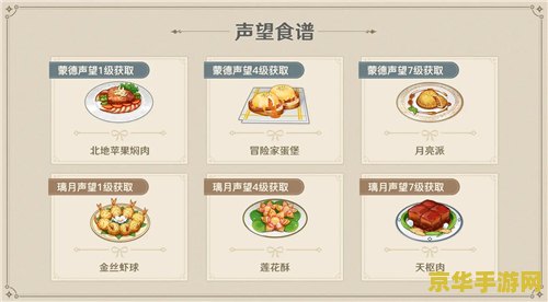 原神全部食谱大全 原神全部食谱大全