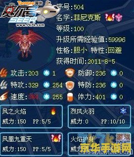 赛尔号朱雀技能表 赛尔号朱雀技能表