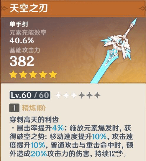 原神祭礼单手剑配方 原神祭礼单手剑配方分析