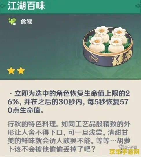 原神所有角色特色料理 原神所有角色特色料理概览