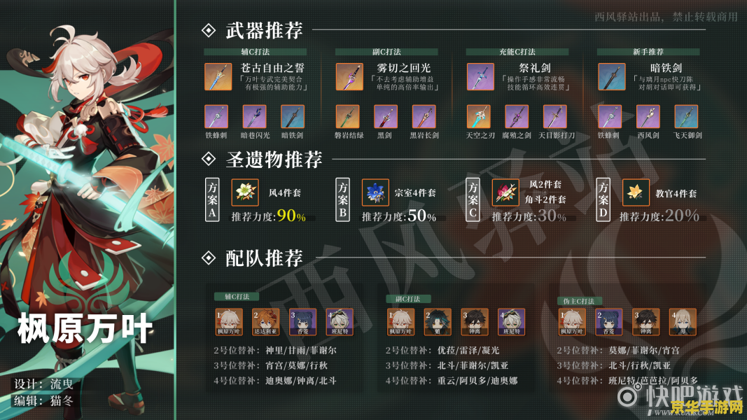 原神枫原万叶武器推荐排行 原神枫原万叶武器推荐排行
