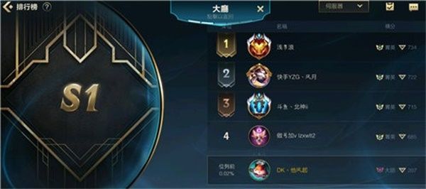 英雄联盟王者段位截图