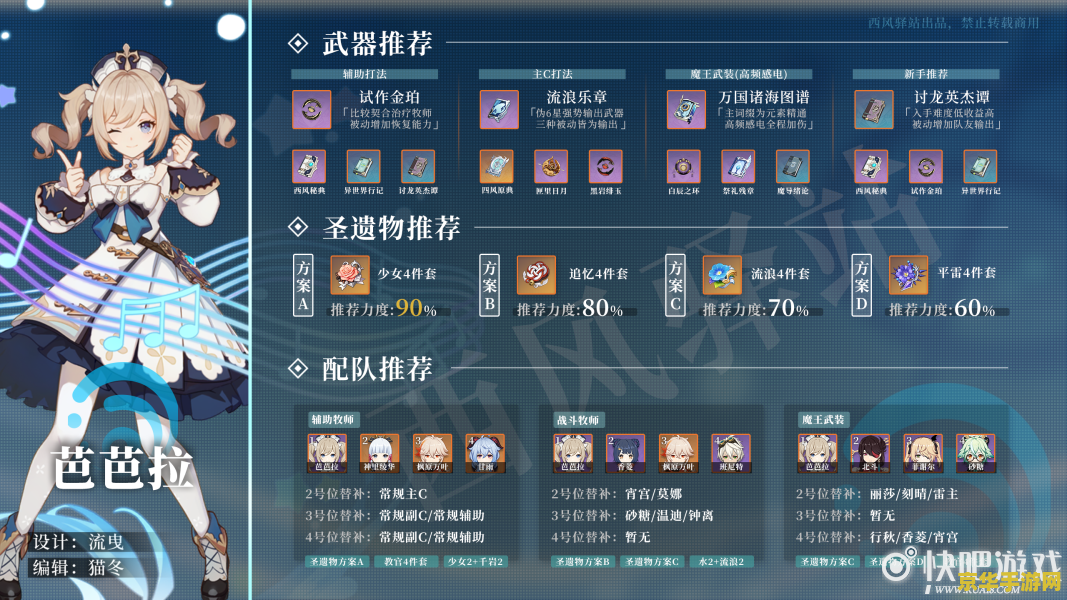 原神琴武器圣遗物推荐