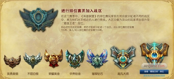 英雄联盟段位定级标准