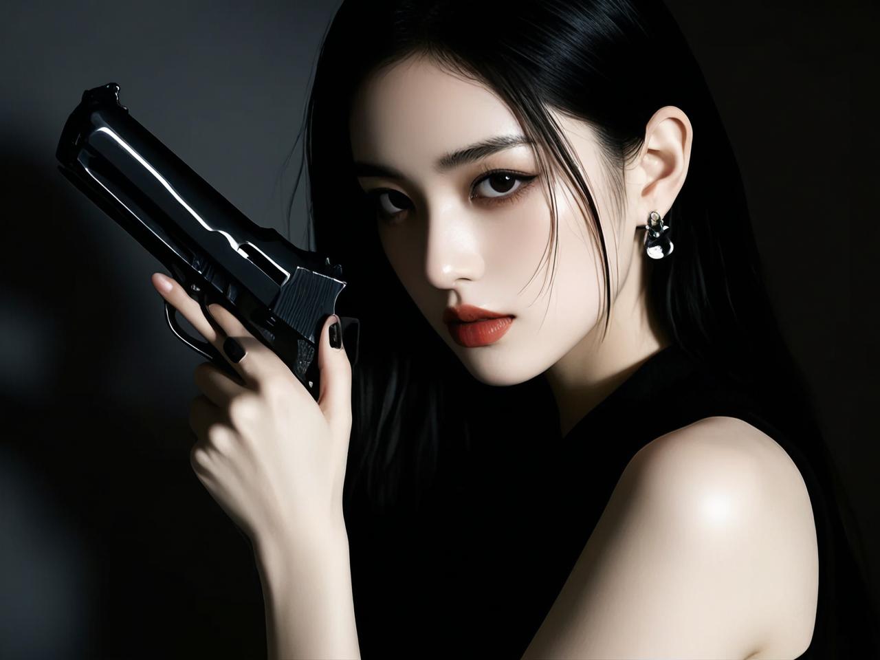 枪影下的绝美女子