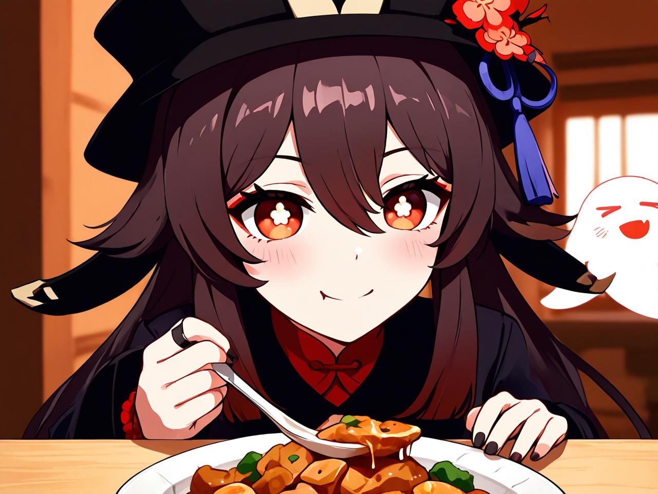 原神胡桃啃盘子表情包，指尖上的细腻温情